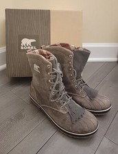 RARO NUEVO Sorel Mujer Tivoli Camp 18 Cuero Impermeable Bota Mujer Talla US 8