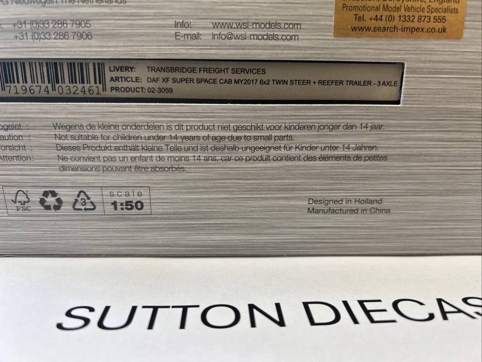 WSI 02-3069 DAF XF Fridge Transbridge Freight Services TFS 1/50 - Image 4 of 4