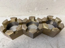 Lot of 3 Large Castle Nuts Heavy Duty Slotted Hex Nut Industrial Fastener