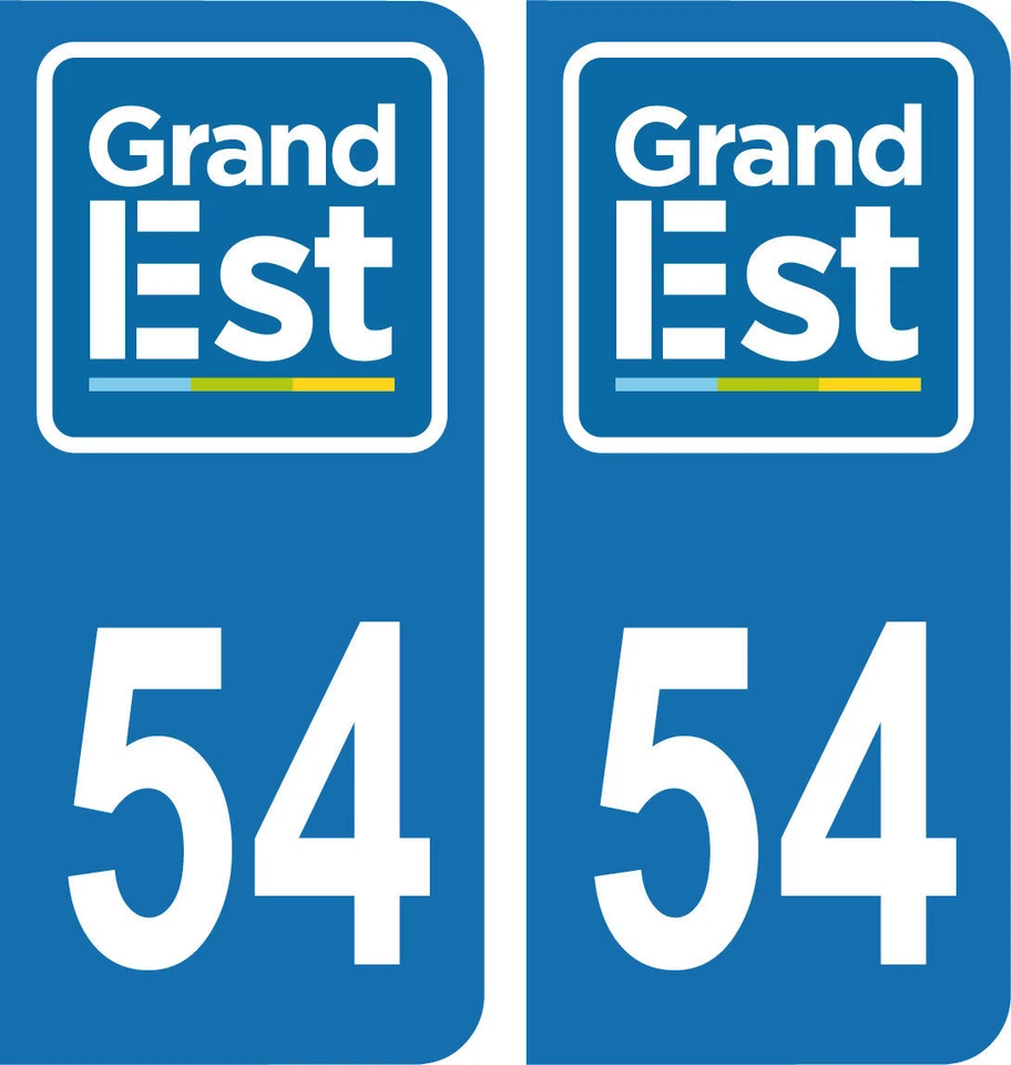 SAFIRMES Département 54 - 2 autocollants style immatriculation AUTO PLAQUE GRAND EST 2018