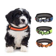 Dog Pet Adjustable Nylon Collar padded Reflective Small Medium Large With Buckle