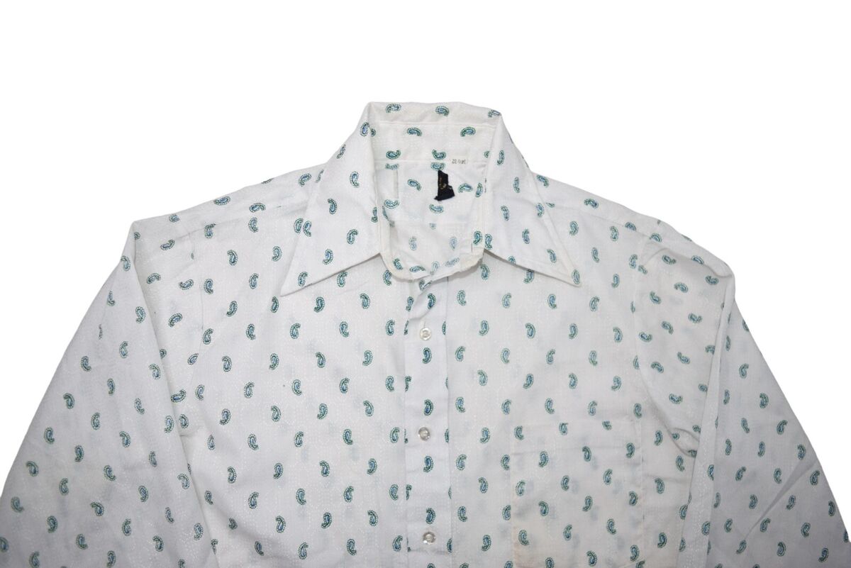 Vintage 80s Shirt Mens M Paisley Print White Long Sleeve Vintage 80s Shirt Mens M Paisley Print White Long Sleeve