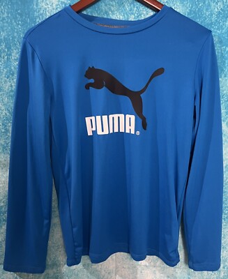 PUMA Boys Youth L Sports Breathable Lightweight Long Sleeve T-Shirt Blue