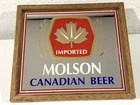 Vintage Molson Canadian Beer Mirror Sign  Framed Wood 10.5 X 9.5