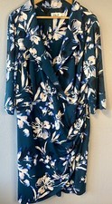 Eliza J Women's V-Neck Floral Printed Sheath Dress Plus Size 22W $128 Green