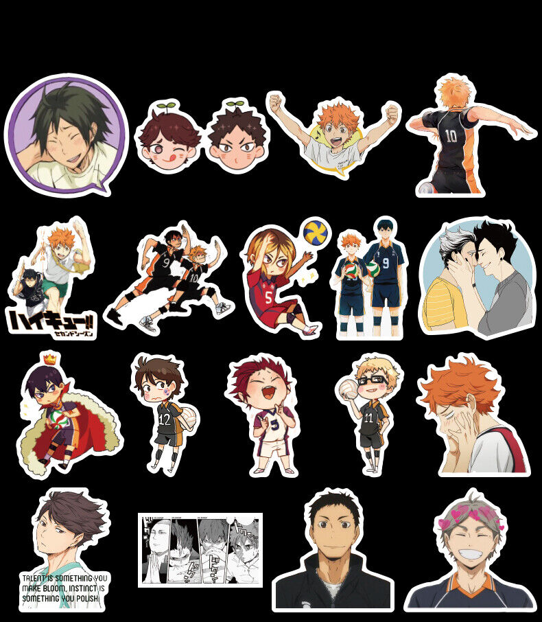 52pcs Haikyuu Volleyball Stickers Pack Vinyl Manga Japan Anime Decal Laptop  Car