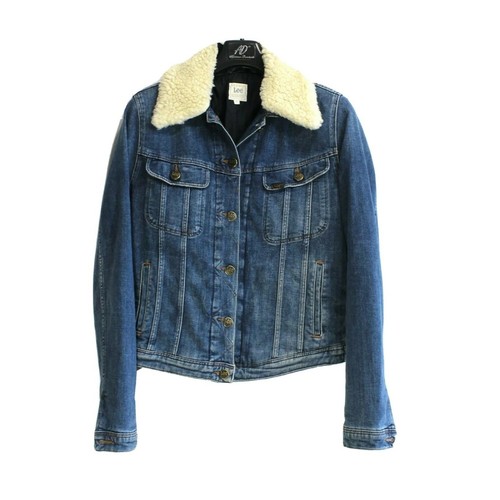 LEE Sherpa Rider Women'S Jacket Size S Denim Sherpa Collar Blue sv2073 |  eBay