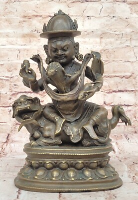 Bronze Sculpture Statue of Buddha Foo Dog Guardian Feng Shui Decor Artwork