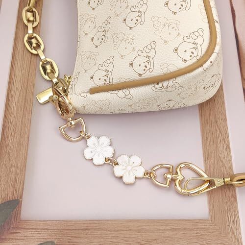 Women Purse Strap Extender Bag Extender Chain Exquisite 1PCS White Flower Sets - Picture 4 of 7