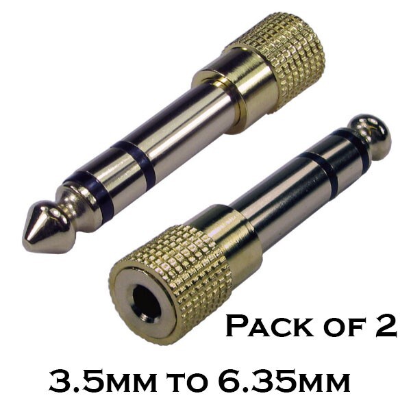 3.5mm Socket 6.35mm Jack Plug Adapter Guitar Amplifier Microphone Mic Amp 2 PACK