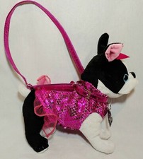 Poochie  Co Bulldog Puppy Purse Pink Sequins Coin Purse Zipper Closure