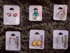 Lot New Claires Colored Faux Gemstone Rings Hypoallergenic Earrings Crawlers Set