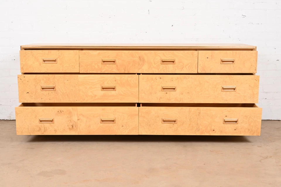 Milo Baughman Style Burl Wood Dresser or Credenza by Henredon - Image 4 of 4