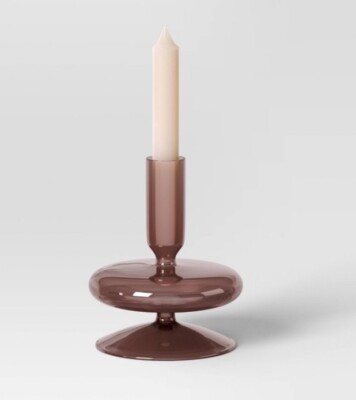 Threshold Small Modern Candle Taper Glass Pink Mauve New 4 x4 