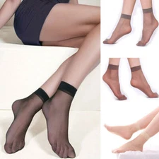 10 Pairs Women Nylon Elastic Short Ankle Sheer Stockings Silk Short Socks USA