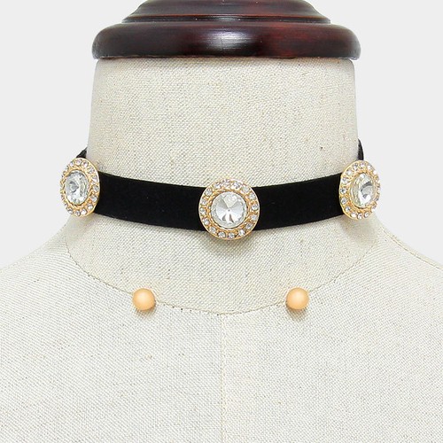 CELEB Glam Black Suede Gold Crystal 