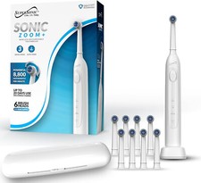 Supersonic Sonic ZOOM TB-1000 Toothbrush 6 Heads Wireless Rechargeable White
