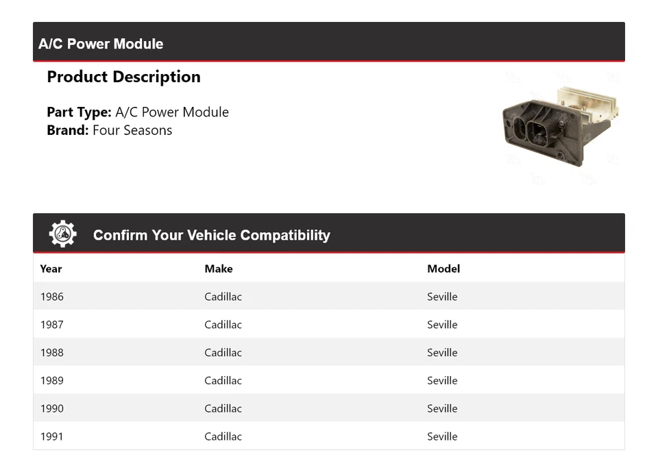Módulo de alimentación de aire acondicionado para Cadillac Seville 1986-1991 4 estaciones 1987 1988 1989 1990 Foto 2 de 4