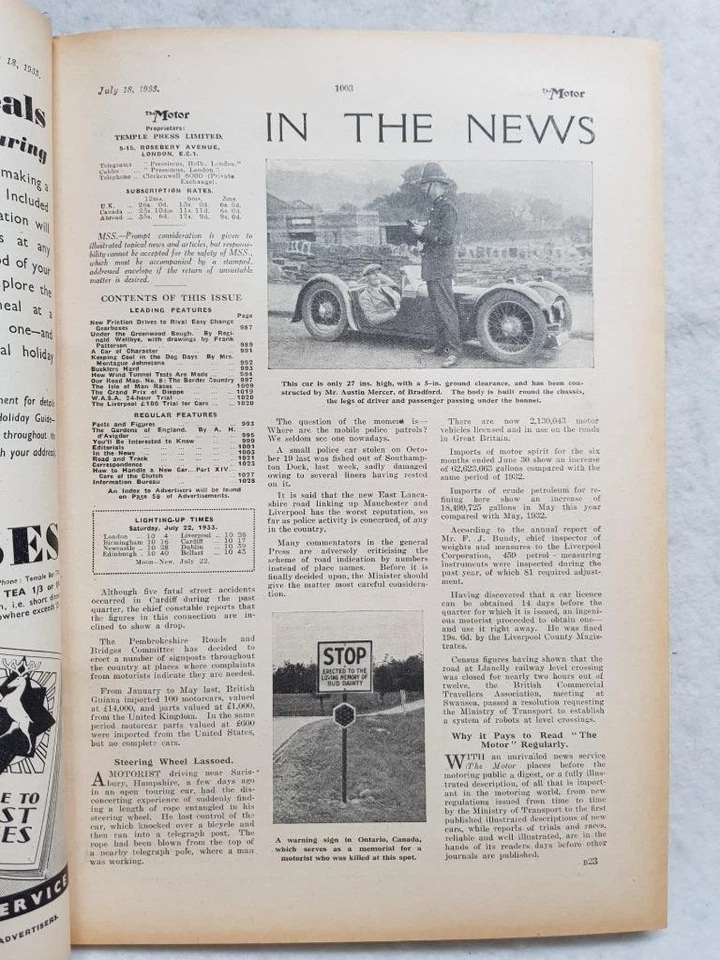 THE MOTOR MAGAZINE 18 JUL 1933?1647 ISLE OF MAN RACES ILLUSTRATED REPORT - Image 3 of 4