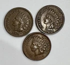 indian head pennies, 1884 VF, 1879 Vg, 1894 F