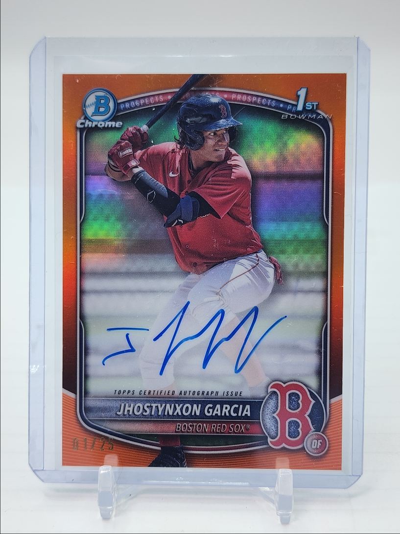 JHOSTYNXON GARCIA 2025 BOWMAN CHROME 1ST TRUE ORANGE RED SOX AUTO /25 Q2029