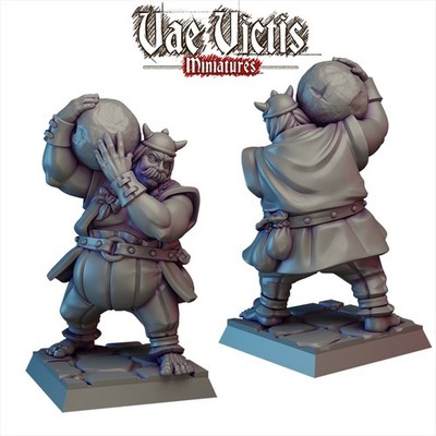 Stone Thrower Man  Fighter Miniature DnD D&D Pathfinder RPG