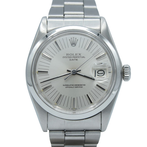 1973 Rolex Oyster Perpetual Date Model 1500 Rare satin Silver