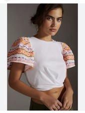 Anthropologie Dolan Cropped Embroidered-Sleev...