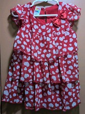 Vintage - Healthtex: Red With White Hearts  Frill Layers, Lined Dress, Size 4T