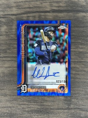 2025 Topps Chrome Update Wenceel Perez Blue Raywave Auto /150 #AC-WP Tigers