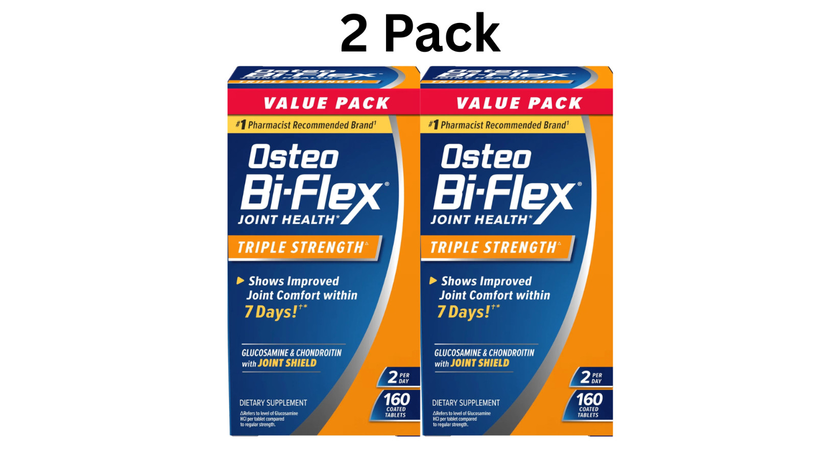 2 Pak Osteo Bi-Flex Triple Strength Joint Health Dietary Supplements 160 Capsule