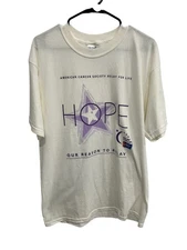 Gildan American Cancer Society Relay For Life Hope T-Shirt White Sz Large Cotton