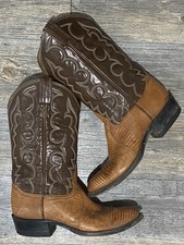 VTG Tony Lama Exotic Lizard Cowboy Brown Boots Size 8B Style 8006 Western Rodeo