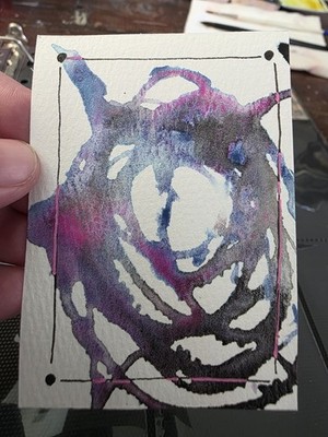 ACEO Art Card Original Hand-painted Watercolor Painting, Abstract