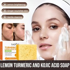 100g Lemon Turmeric Kojic Acid Soap Bar, Turmeric Face and Body Soap, Deep Clean