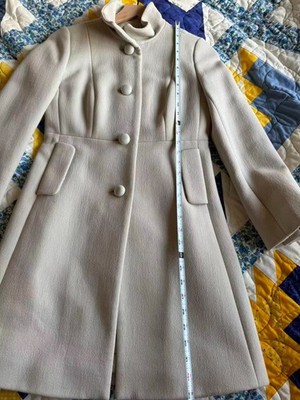 RARE J Crew Double Cloth Italian Wool Coat Size 2p Eggshell Grey blue color EUC 