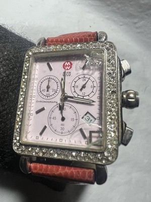 michele deco diamond, chronograph, date,MWW06A000023,pinkish Dial, original Band
