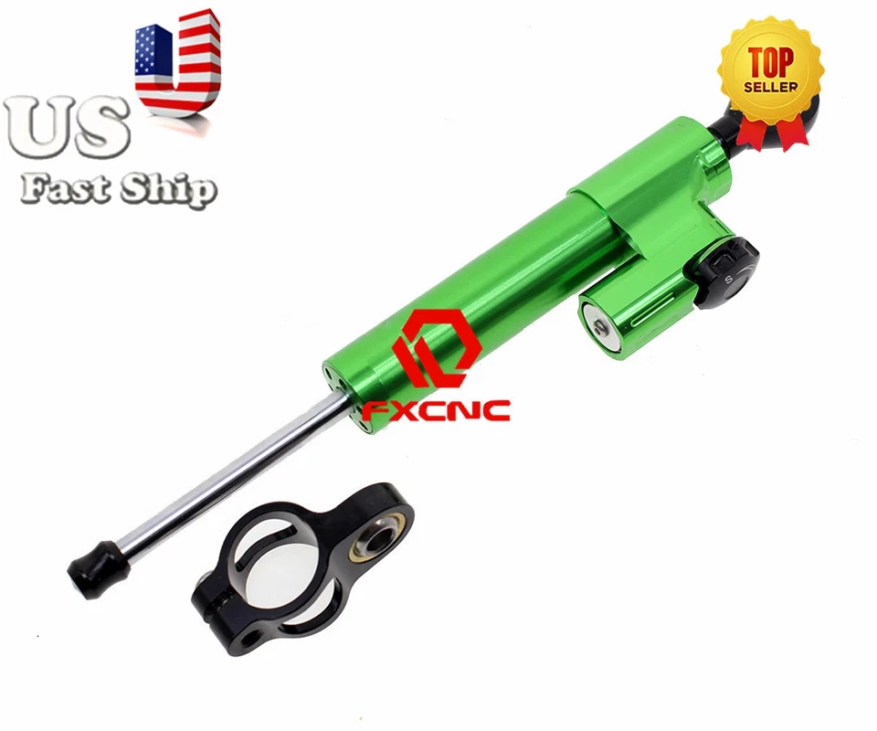 Amortiguador estabilizador de dirección CNC verde lineal para Kawasaki Z1000 Z900 VERSYS 650 Foto 3 de 4