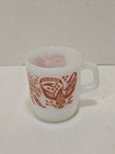 Fire King E Pluribus Unum Orange Made in USA Coffee Mug Anchor Hocking Milk Glas