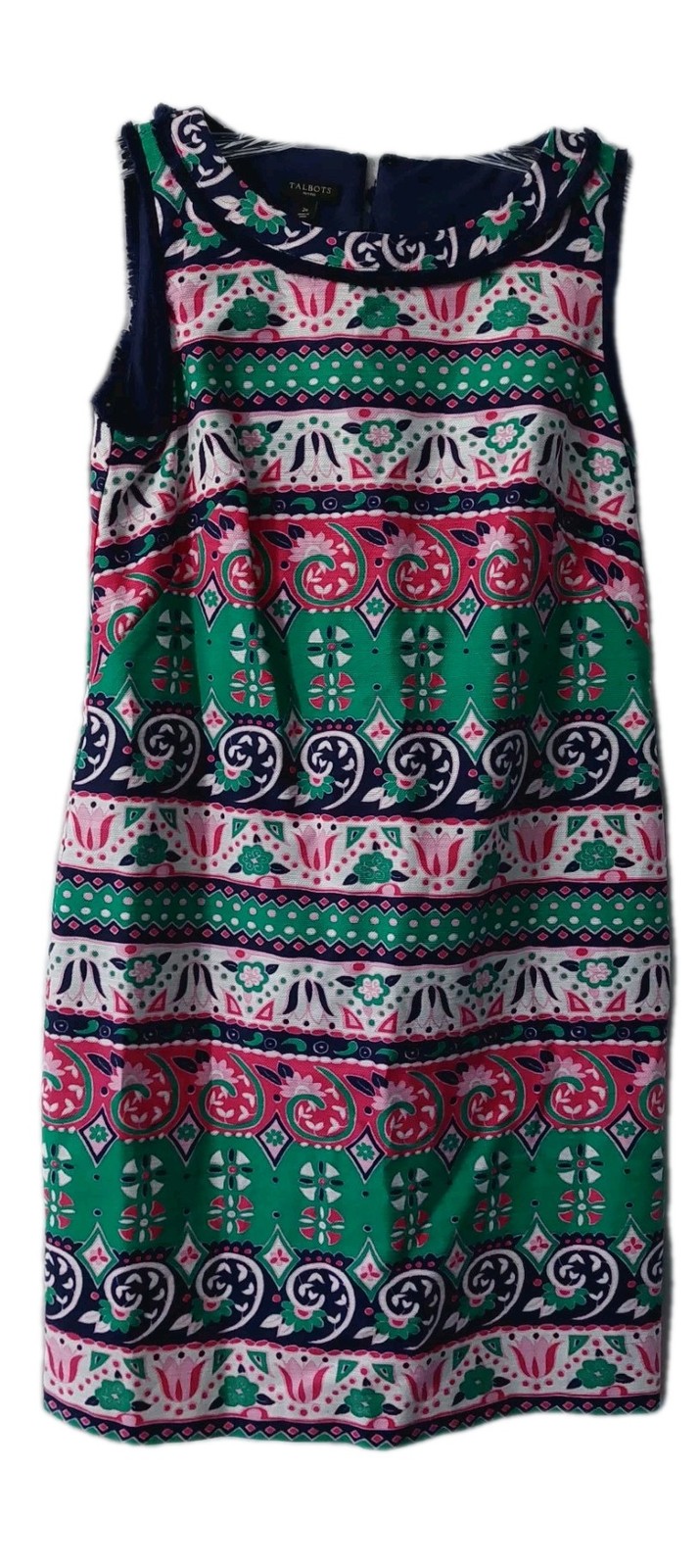 Talbots Dress Size 2 Petite Sleeveless Floral Striped Multi-colored Size 2P
