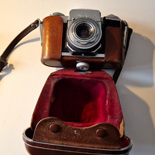 Zeiss Ikon Contaflex SLR Kamera mit Objektiv & Lederetui, Silber/Schwarz