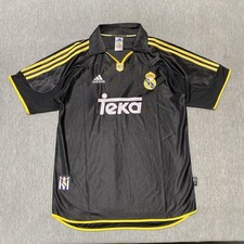 Real Madrid Soccer Futbol Jersey Men XL Black 1999 Vintage Away Champions League