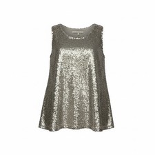 Rachel Rachel Roy Silver Sequin Sleeveless Knit Tank Top Plus Size 0X