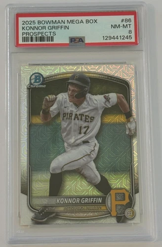 2025 Bowman Mega Box Chrome Mojo Prospects Konnor Griffin PSA 8