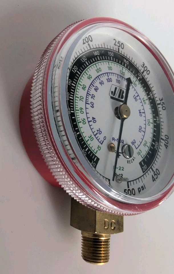JB INDUSTRIES Highside Manifold Gauge, 2-1/2 Face, Red, 1/8 NPT, R-502 R-22 R-12 - Image 2 of 4