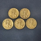 Walking Liberty Half Dollars 90% Lot of 5, 1935-1945, No Culls Lot 002