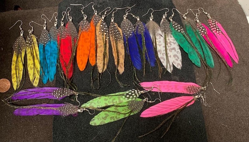 12 pairs ethnic style feather earrings/$0.85 combine s/h fee (z152-w1)