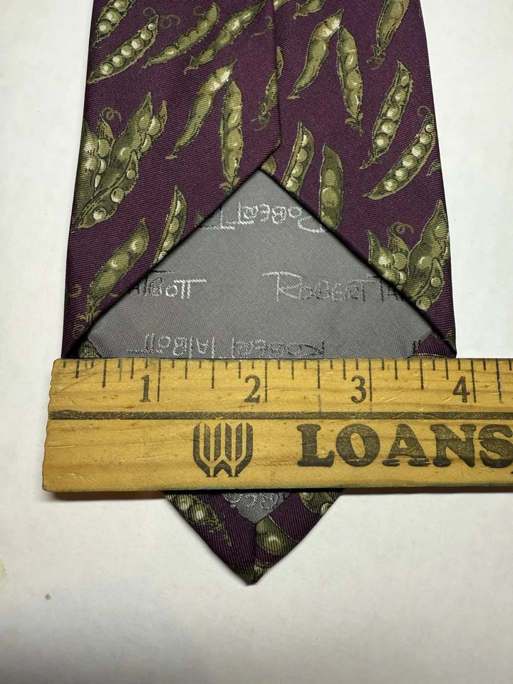Corbata de seda de colección Robert Talbott Yankee Peddler hecha en EE. UU. púrpura guisante vaina jacquard usada en excelente estado Foto 4 de 4