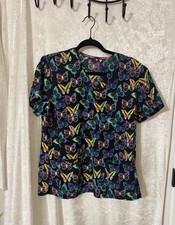 Divine Stretch M Scrub Top Butterfly Women  s