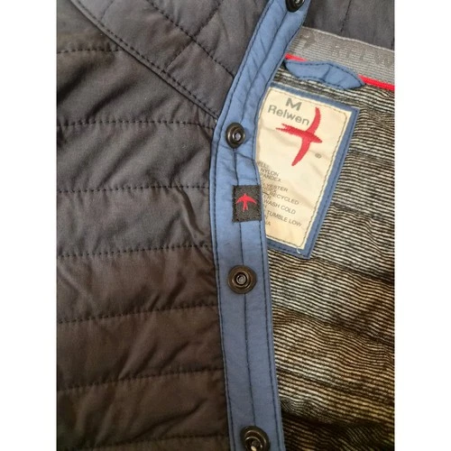 NWT Relwen Insulated Windzip Popover Quilted Jacket Men's M Blue (1473) image 2